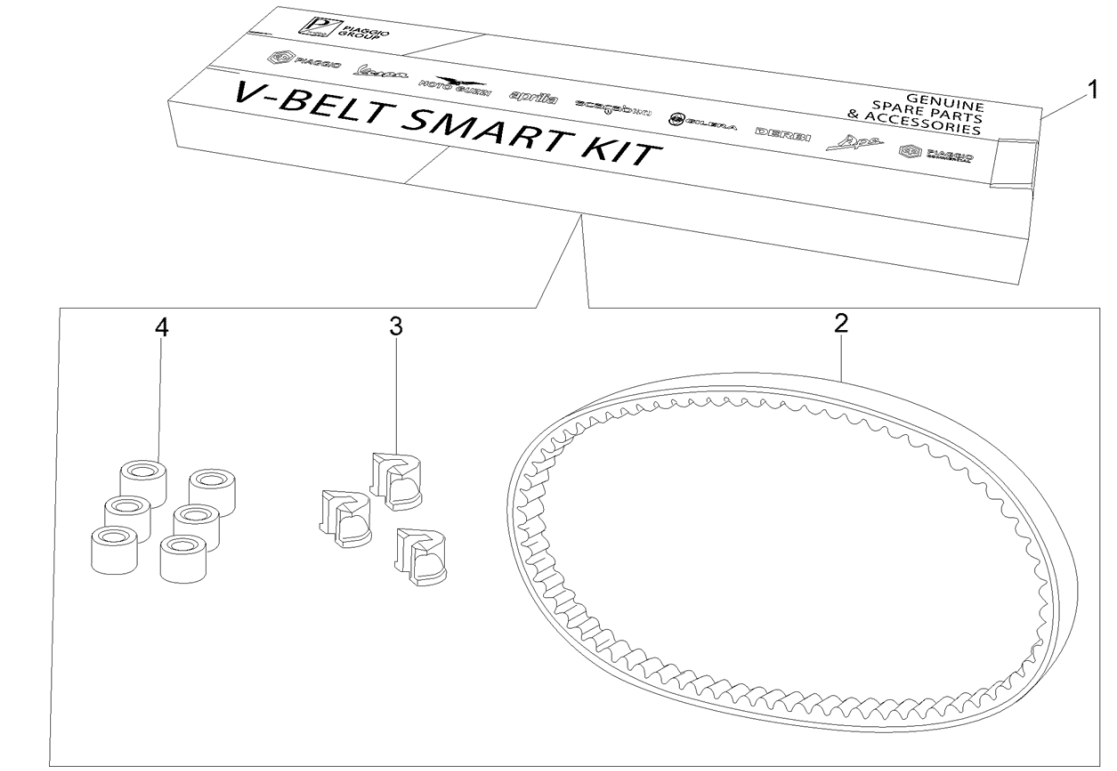 Kit de transmission Piaggio Fly 125 4 temps 3V IE E3