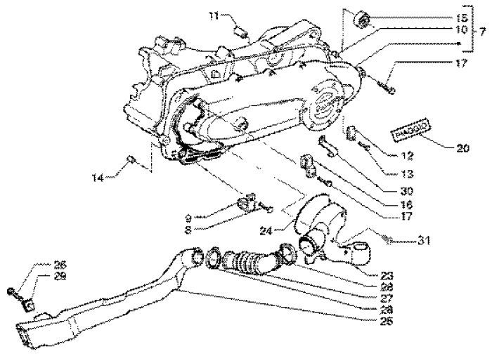 Carter moteur Piaggio Liberty 4 temps jusqu'à 2005