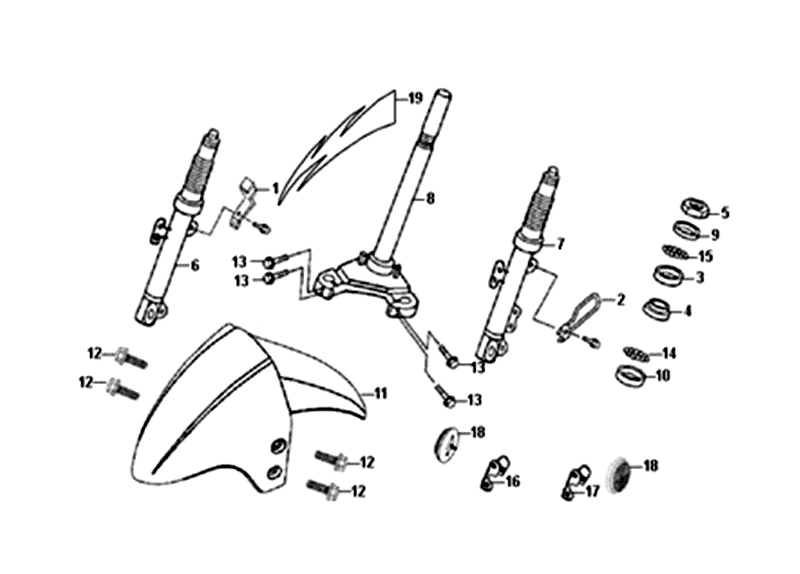 Garde-boue avant, fourche avant Sym Orbit II (BK-7C) Gris fer
