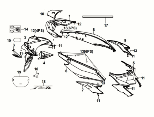 Housse de carrosserie Sym Jet 14 50I E5 noir mat (BR-497U)