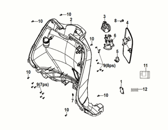 Capot intérieur avant Sym Fiddle IV 50 E5 Gray (GY-430C)