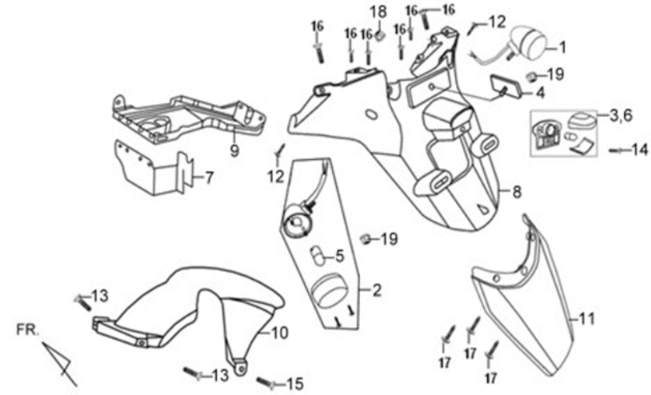 Pare-boue arrière/garde-boue pour Sym X'PRO 125