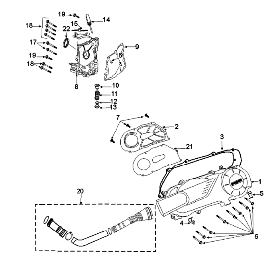 Housing cover Peugeot Tweet 125 EFI YO N SBC E4 2018-2020