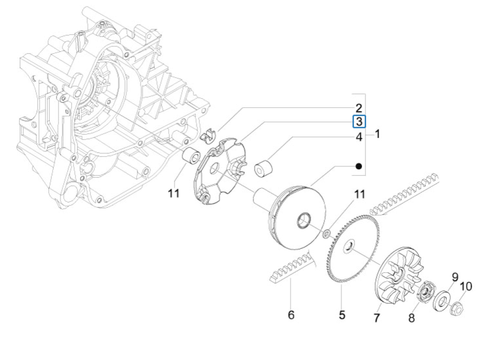 Variateur Vespa S 45km 4 temps 4 soupapes