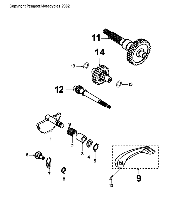 Arbres de transmission Kickstarter Peugeot Speedfight 4 LC Noir/Bleu