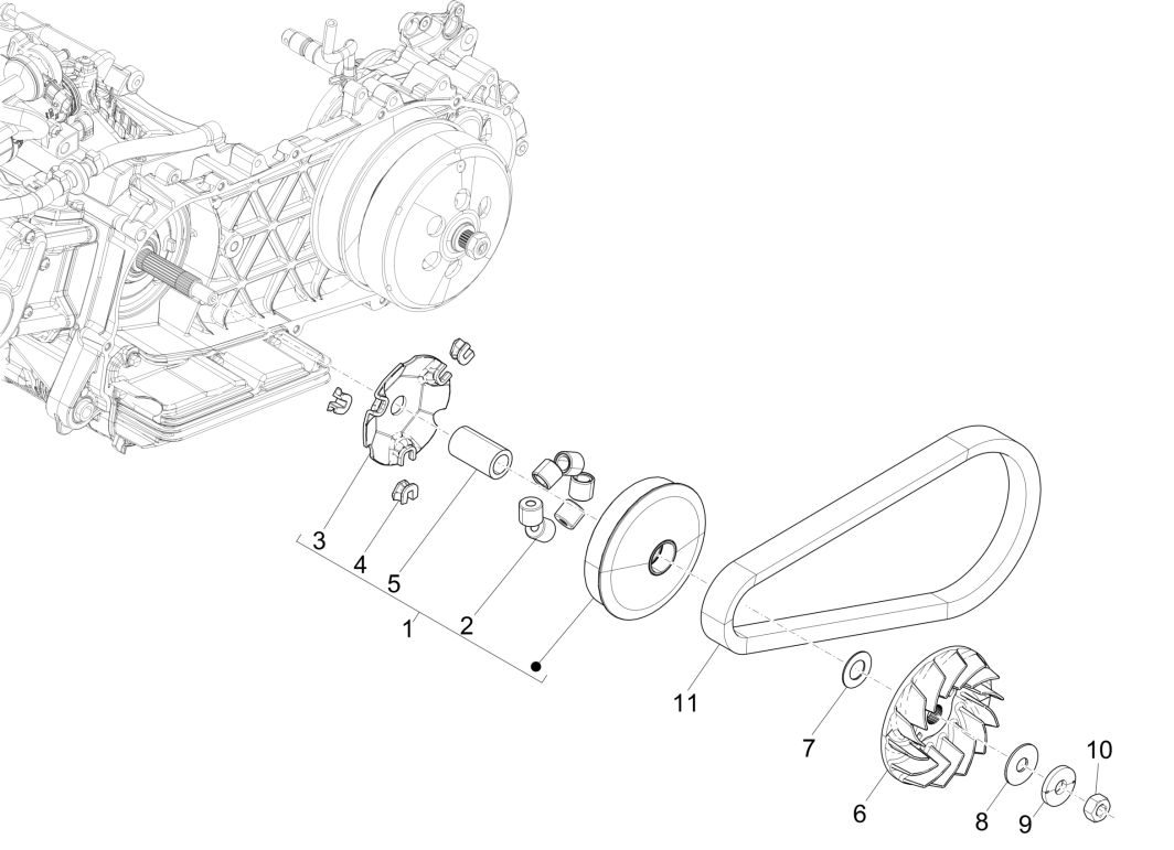 Poulie d'entraînement Piaggio Medley 125 ABS E5 2021-2022 (EMEA)