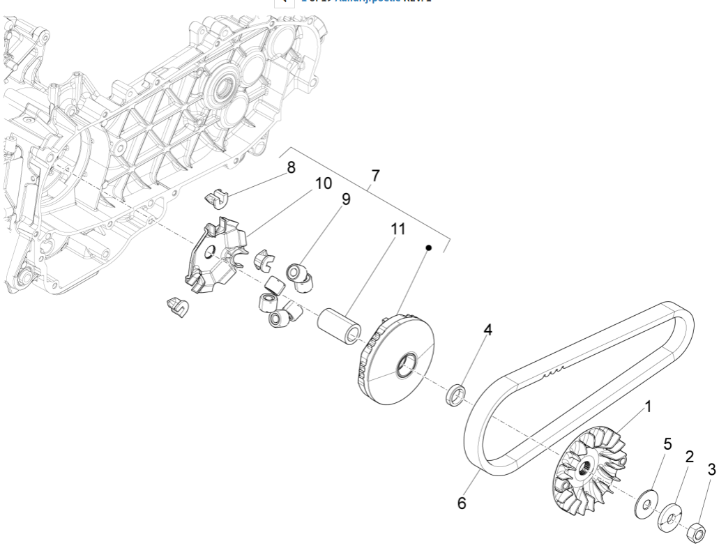 Poulie d'entraînement Vespa Sprint 125 4T 3V IE ABS