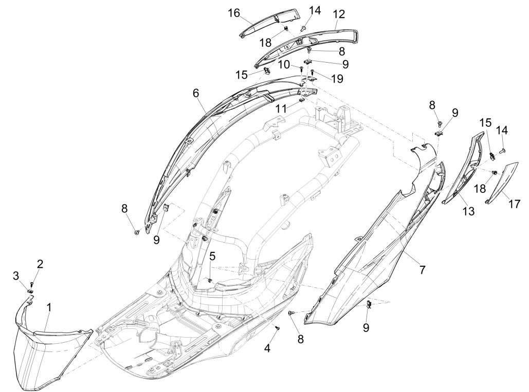 Housses latérales - Spoiler Piaggio Liberty 125 4 temps 3V IE ABS (IGET Euro 5)