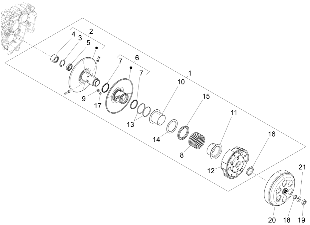 Poulie motorisée Piaggio Fly 125 4 temps 3V IE E3
