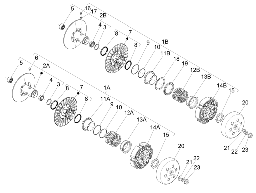 Poulie motorisée Piaggio MP3 500 LT Sport 2014-2016