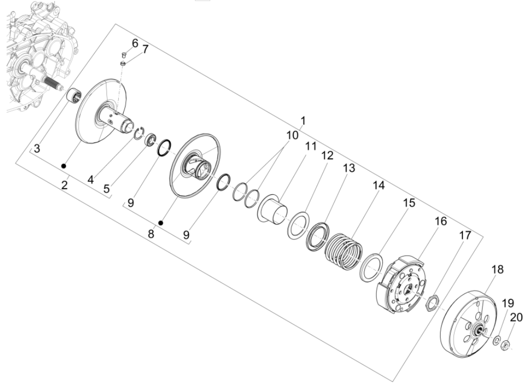 Poulie motorisée Vespa GTS 125 4T E4 ABS 2019 (EMEA)