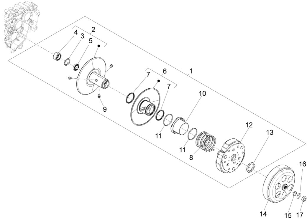 Poulie motorisée Vespa Sprint 125 4T 3V IE ABS