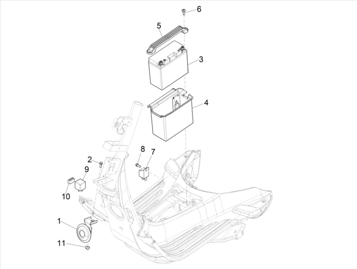 Batterie pour Vespa Sprint 125 4T 3 V IE ABS E5 2021 (EMEA)