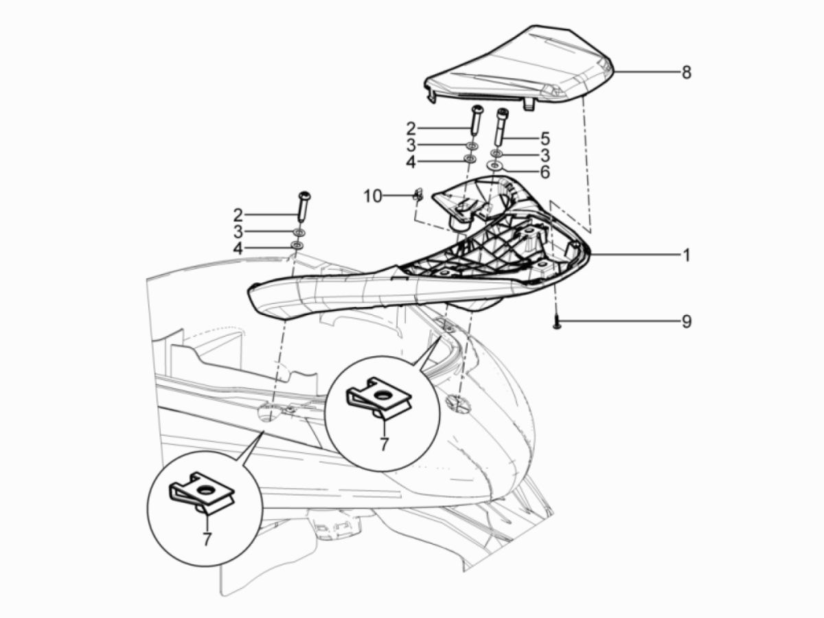 Porte-bagages arrière Piaggio Beverly 300 IE ABS E4 2016 - 2020 (EMEA)