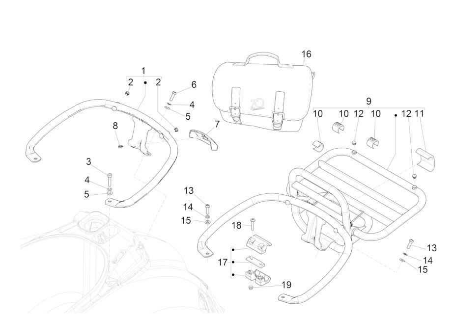 Porte-bagages arrière GTS 125 IU