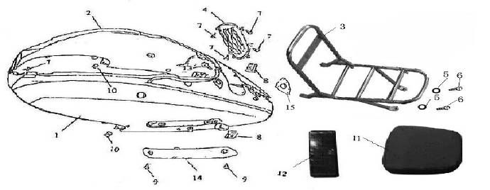 Capot arrière-porte-bagages AGM GT champagne