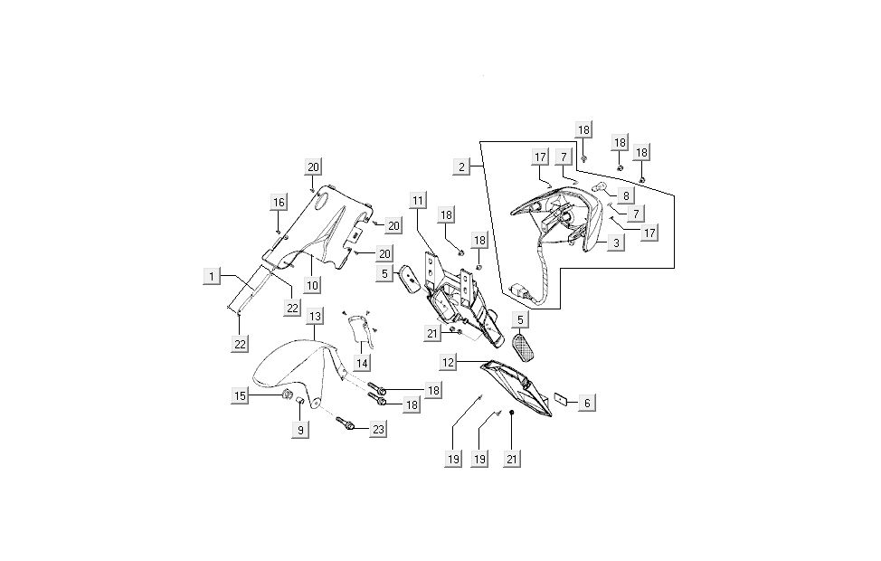 capot feu arrière Kymco Super9 AC 2 temps nm argent - noir