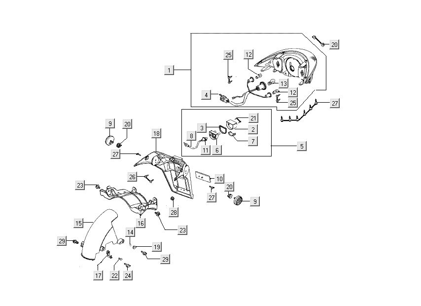 bouchons de feux arrière Kymco People S 4 temps bleu cristal