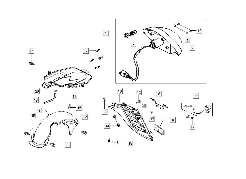 capots de feux arrière Kymco Sento 4 temps Spring Brown