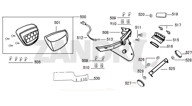 Cache feu arrière BTC Riva Sport anthracite mat mat