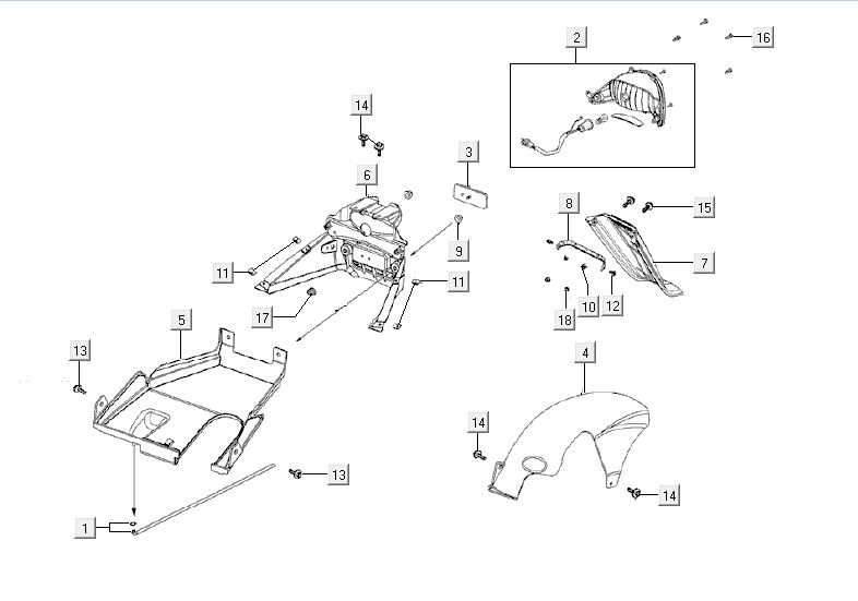 Garde boue feu arrière Kymco Agility Fat 12' 4 temps bleu