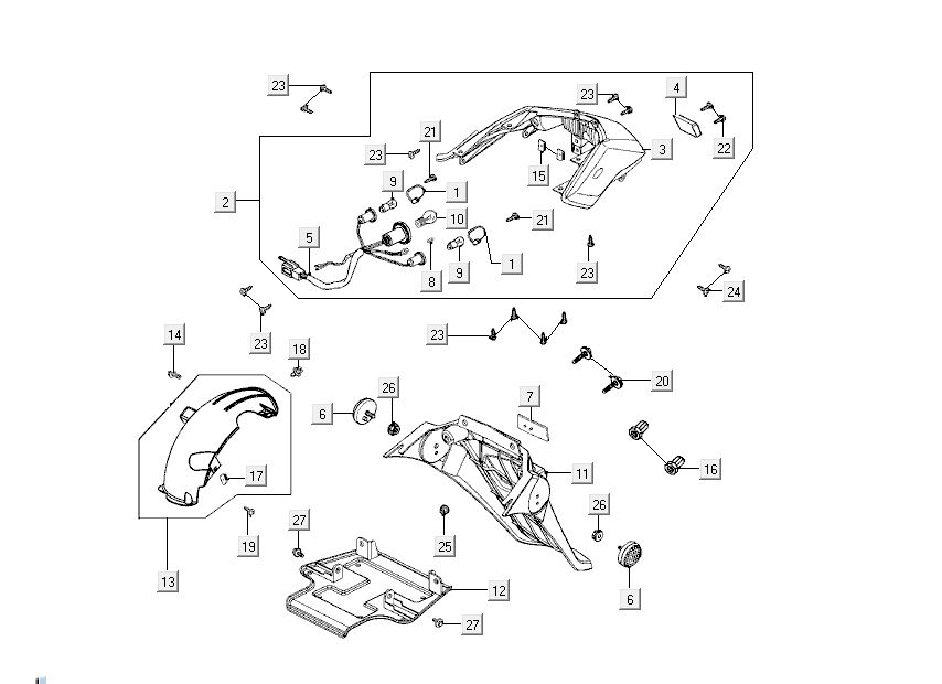 Feu arrière - Capot Kymco New Dink 4 temps bleu océan profond