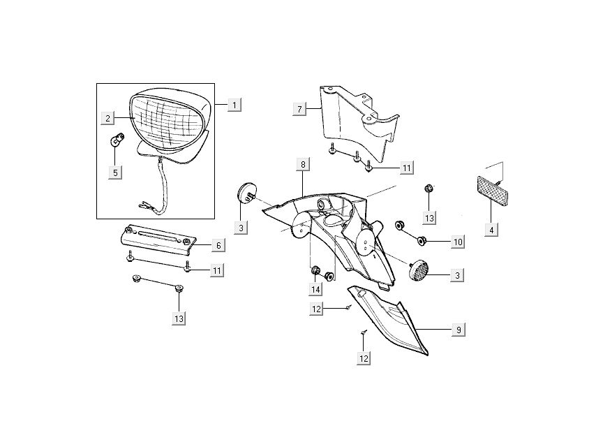 Feu arrière - capot Kymco People 2 temps bleu