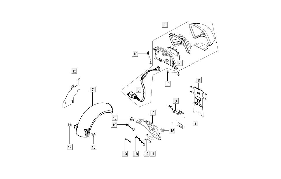 Feu arrière - Capuchons Kymco New Sento 4 temps 50i Blanc