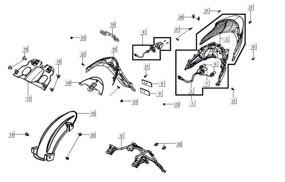feu arrière AGILITY 16+ 4T 200i Matt Metallic Silver