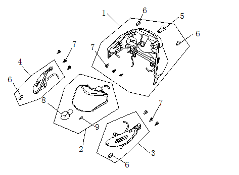 Feu arrière China Ape50 noir