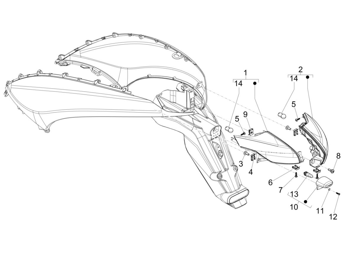 Clignotants - feu arrière Piaggio Beverly 300 IE ABS E4 2016 - 2020 (EMEA)