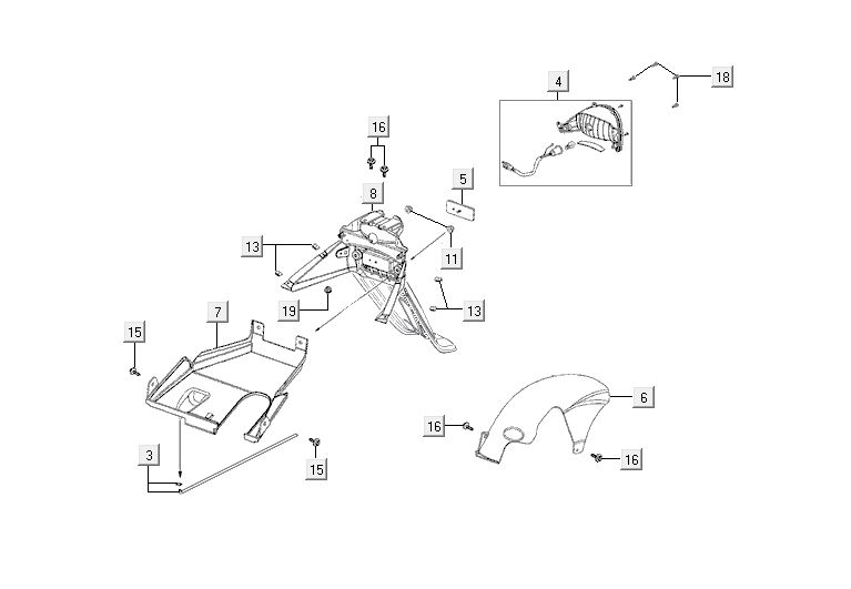Feu arrière Kymco Agility 10' 4 temps gris foncé