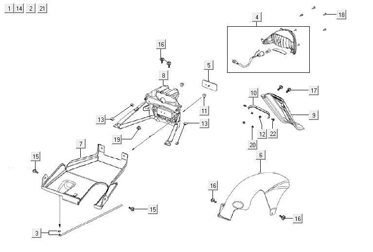 Feu arrière Kymco Agility 12' 4 temps noir