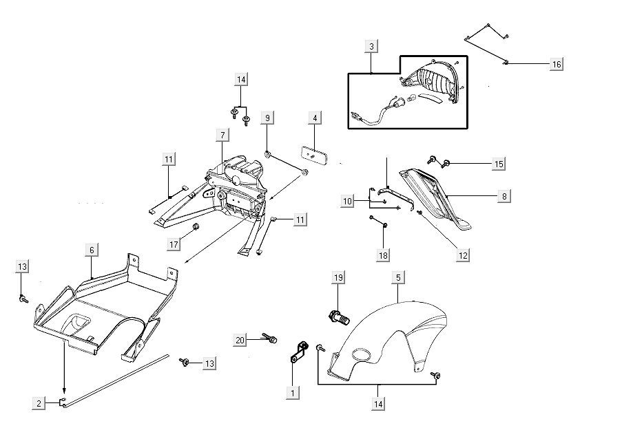 Feu arrière Kymco Carry injection 4 temps euro4 noir brillant