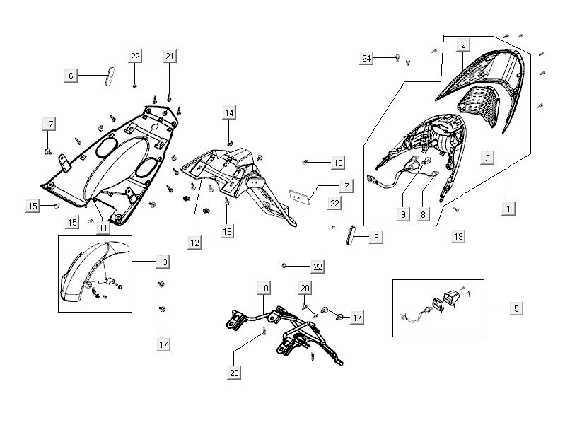 Feu arrière Kymco City 16' 4 temps noir