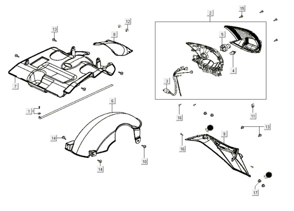 Feu arrière Kymco Like 200i Blanc