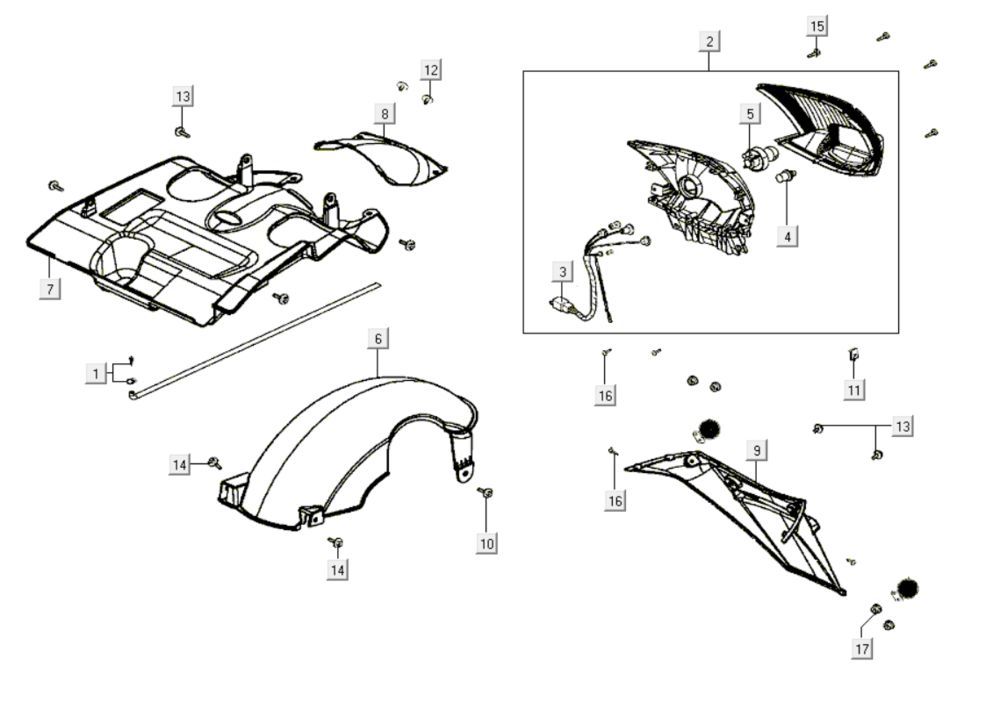 Feu arrière Kymco Like 200i Noir