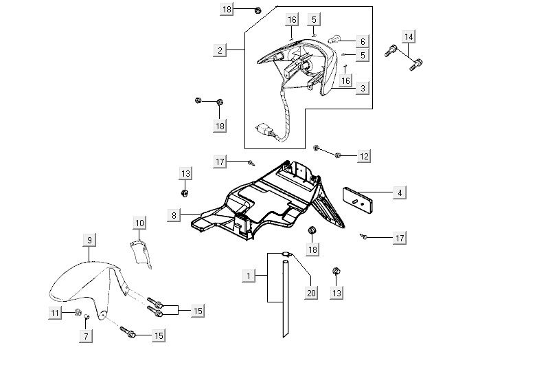 Feu arrière Kymco Vitality 2t ac sport stream