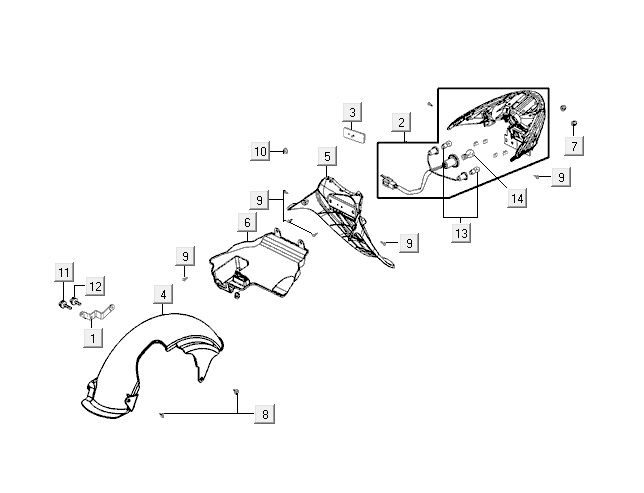 Feu arrière Kymco VP50 4t ac noir