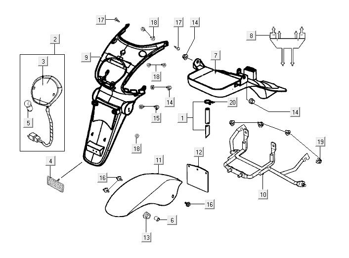 Feu arrière Kymco Yup 2t ac bleu