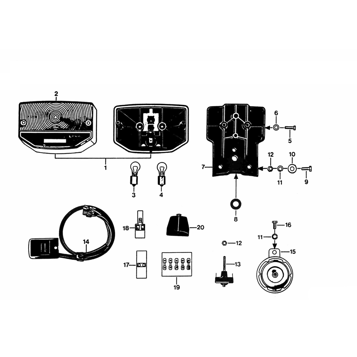 Feu arrière Zundapp KS 50 530-010, 011, 500