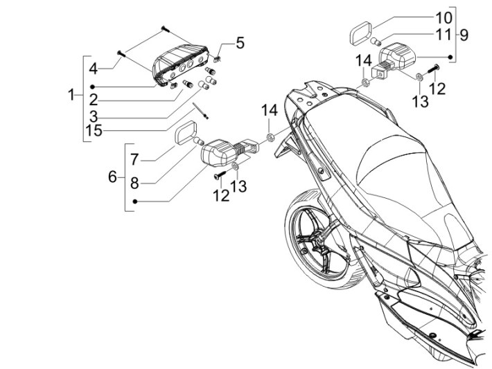 Feux arrière - Clignotants Gilera Runner 50 SP 2010-2017