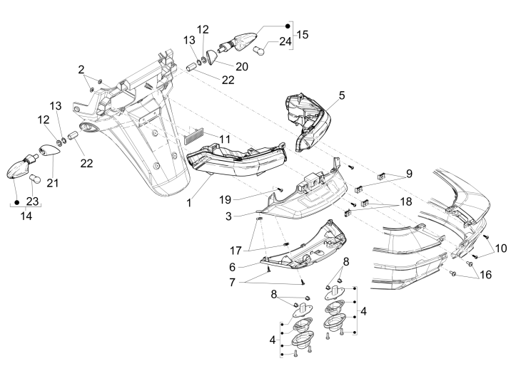 Feux arrière - Clignotants Piaggio MP3 500 LT Business 2014-2016