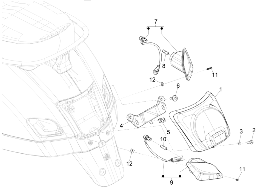 Feux arrière - Clignotants Vespa GTS 125 4T E4 ABS 2019 (EMEA)