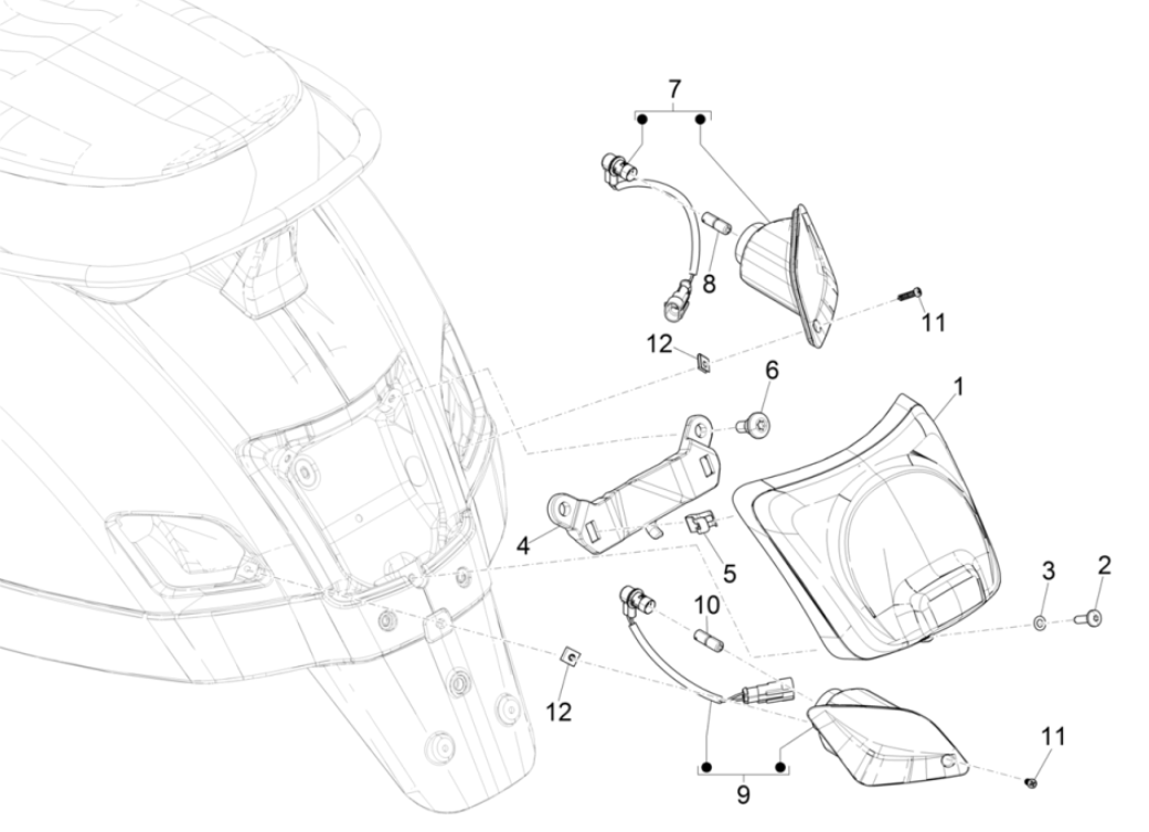 Feux arrière - Clignotants Vespa GTS 125 4T E5 ABS 2021 (EMEA)