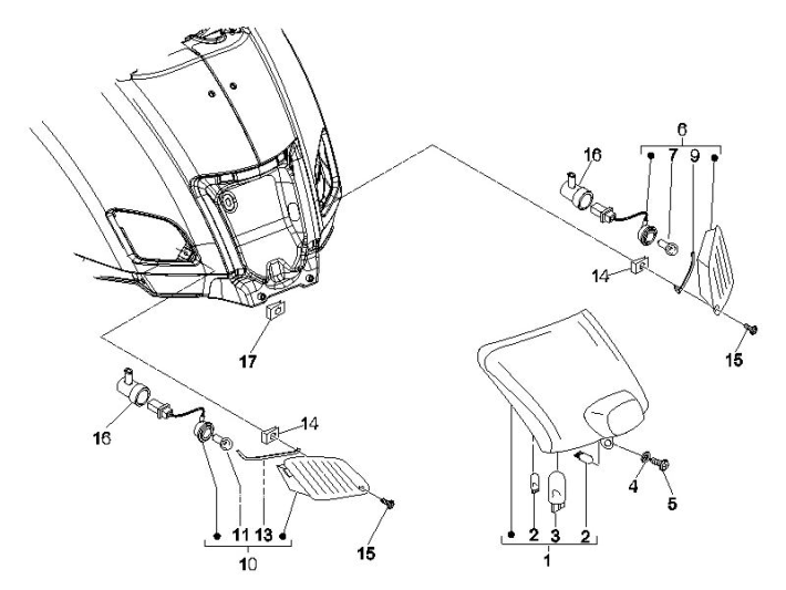 Feux arrière Vespa GTS 250 ie 2005-2009 (avec ABS)