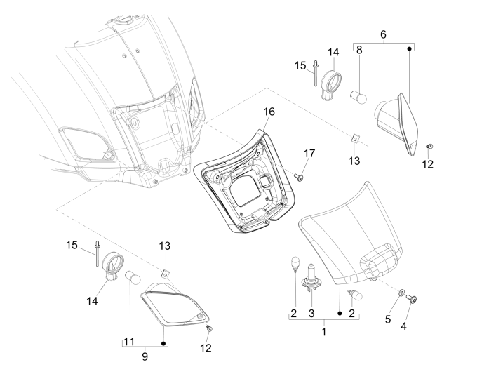 Feux arrière Vespa GTS 250 ie 2005-2016 (sans ABS)