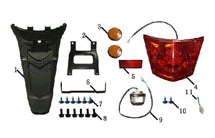 Feu arrière d'aile arrière China Touring bleu