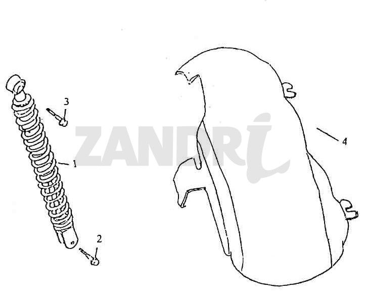 Amortisseur de garde-boue arrière BTC Grande Retro GT1 blanc noir