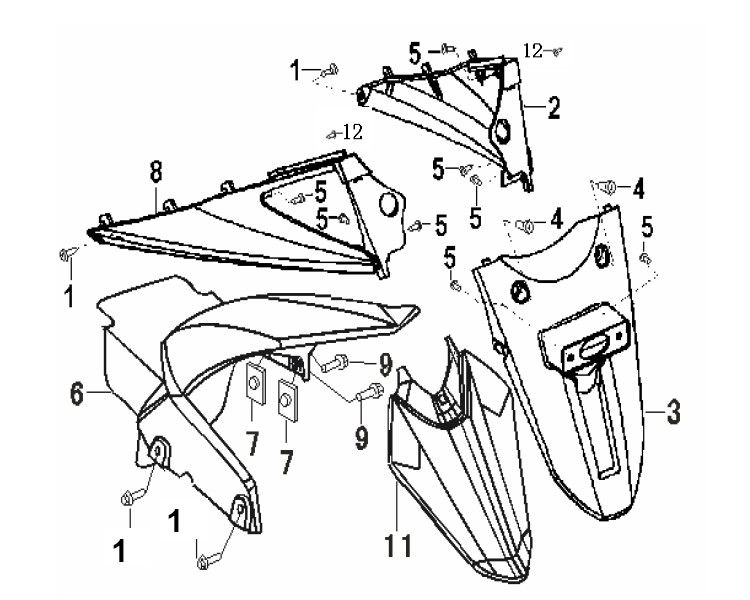 Garde boue arrière Generic Xor stroke 2009 2 temps